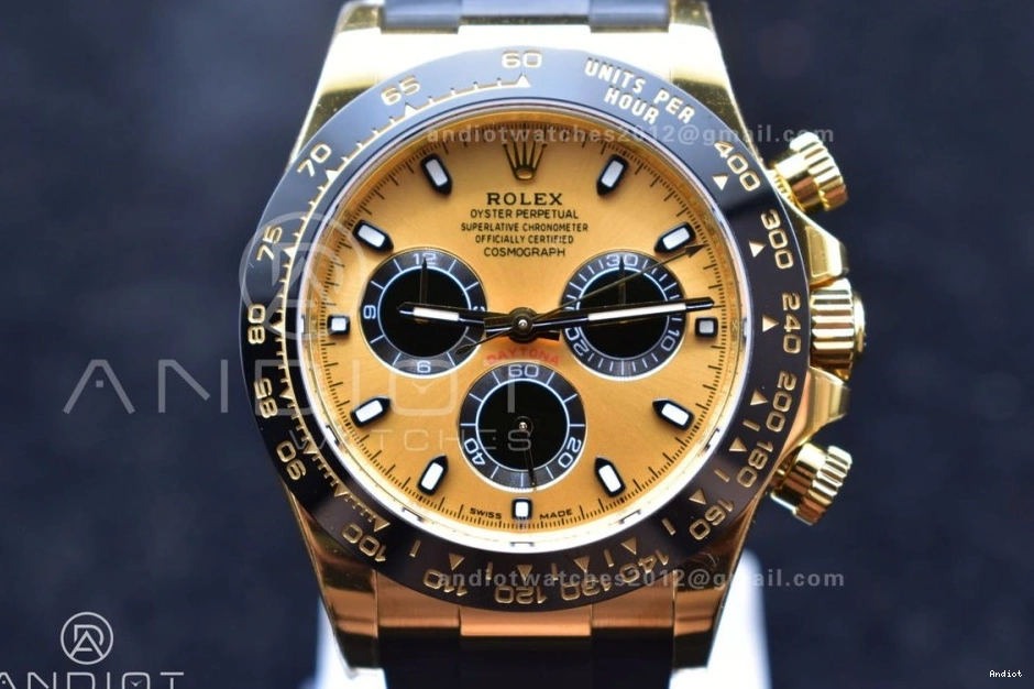 Strap BTF on Dial Oysterflex 1:1 YG Daytona SA4130 Black Edition Best Rubber 116518 0121